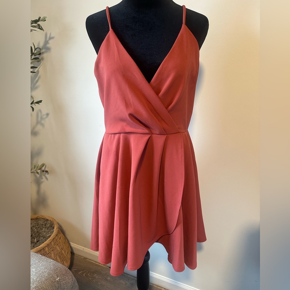 Stretchy and comfortable faux wrap dress